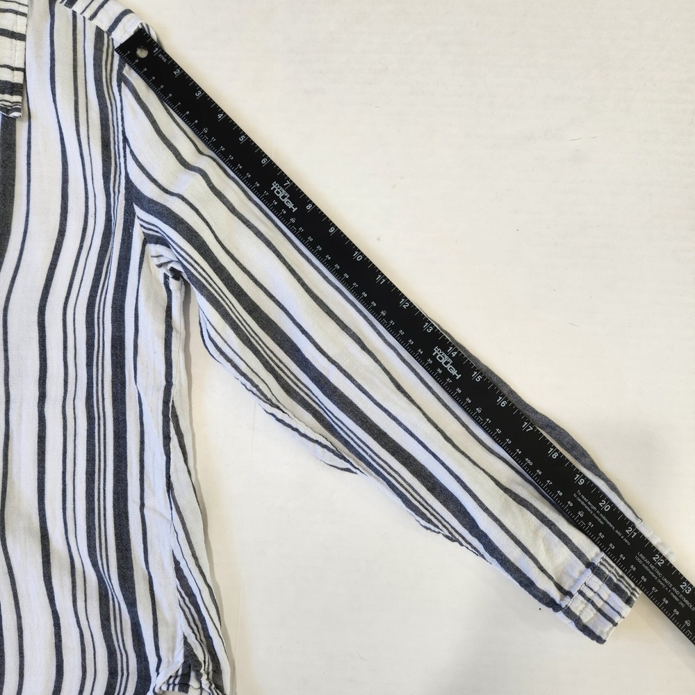 Dylan Striped V Neck Popover Top S Black White Casual Cotton‎ Double Layer Gauze - Picture 11 of 11